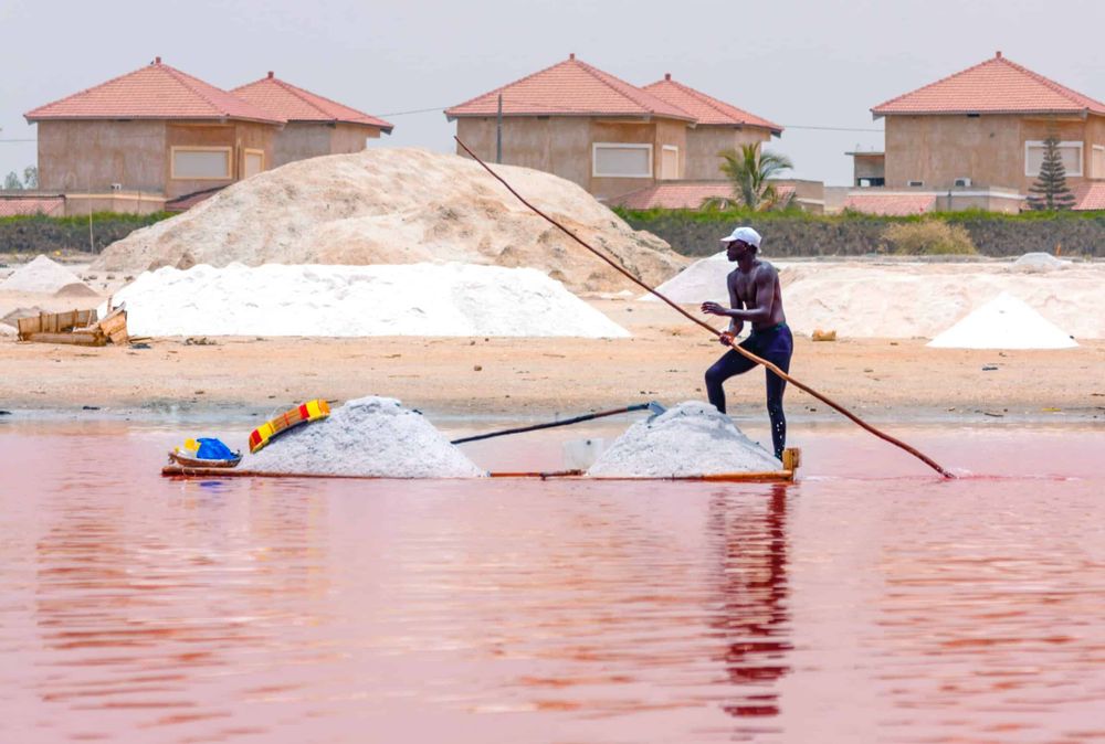 Man rowing boat in Senegal